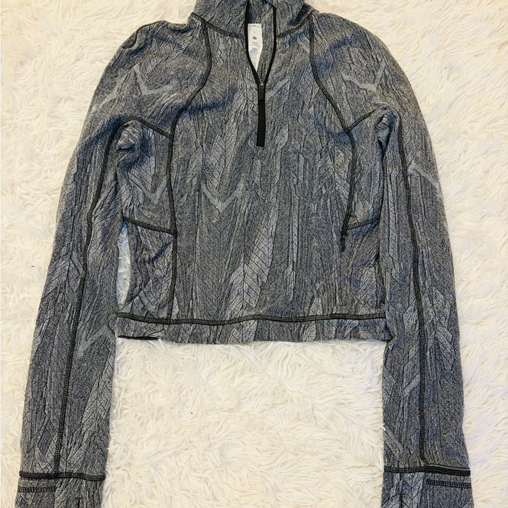 lululemon athletica Gray Patterned Quarter-Zip Pullover